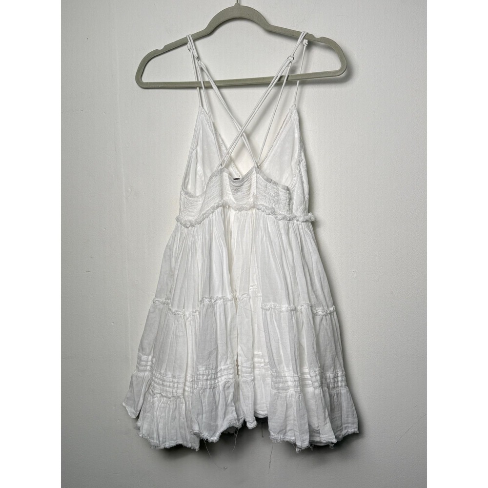 Kimchi Blue White Babydoll Dress Tiered Mini Dress Large Smocked Back